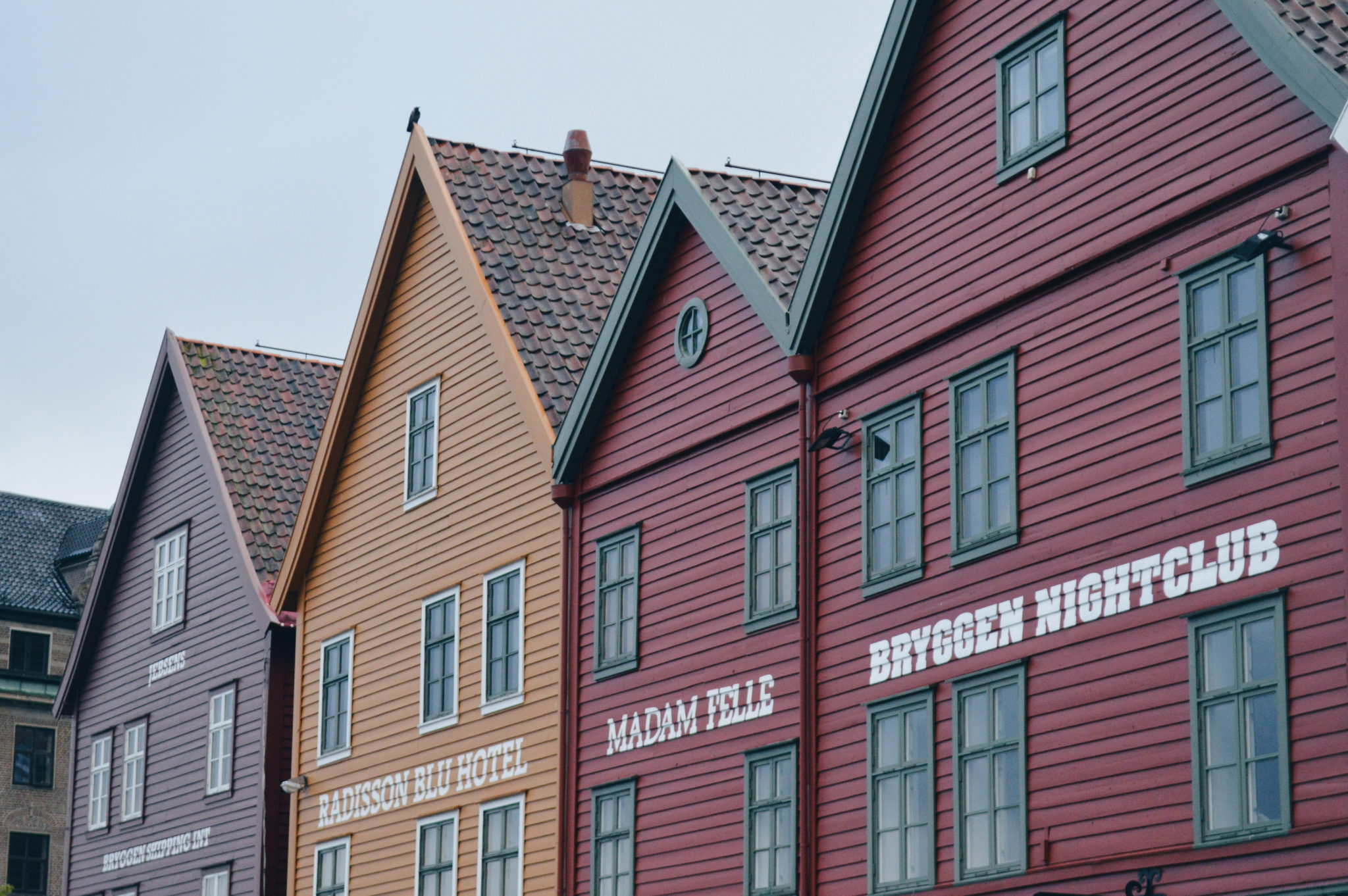 Dřevěné domy v části Bryggen