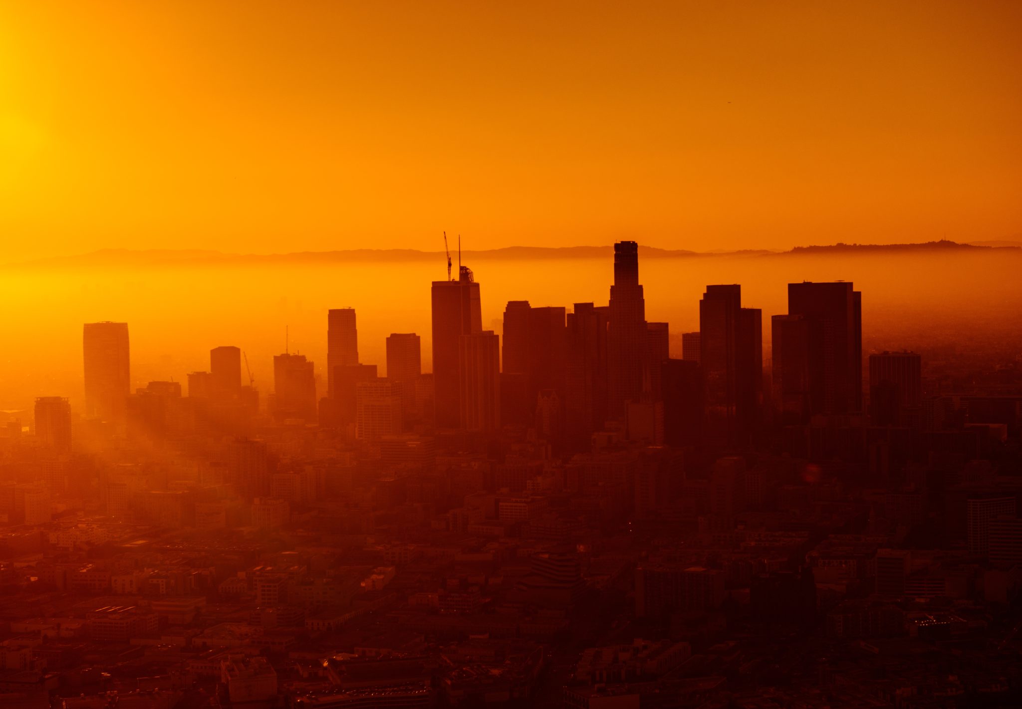 Panorama Los Angeles při západu slunce