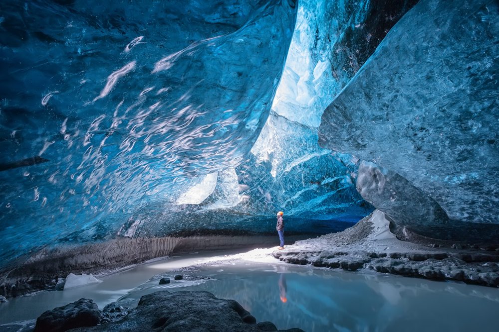 Ledovcová jeskyně v Národním parku Vatnajokull.