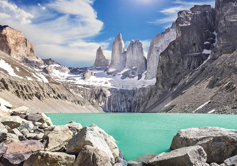 Jezero v Národním parku Torres del Paine.
