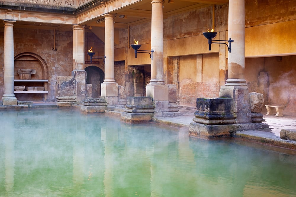 Římské lázně ve městě Bath.