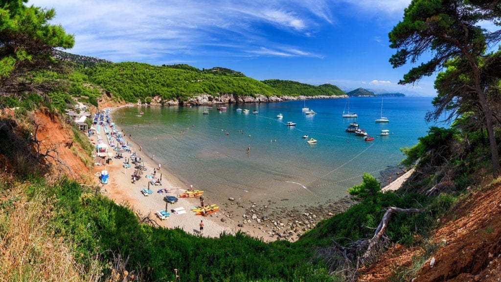 Pláž Šunj, ostrov Lopud v Chorvatsku