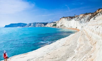 Pláž Cala dei Turchi, Sicílie, Itálie