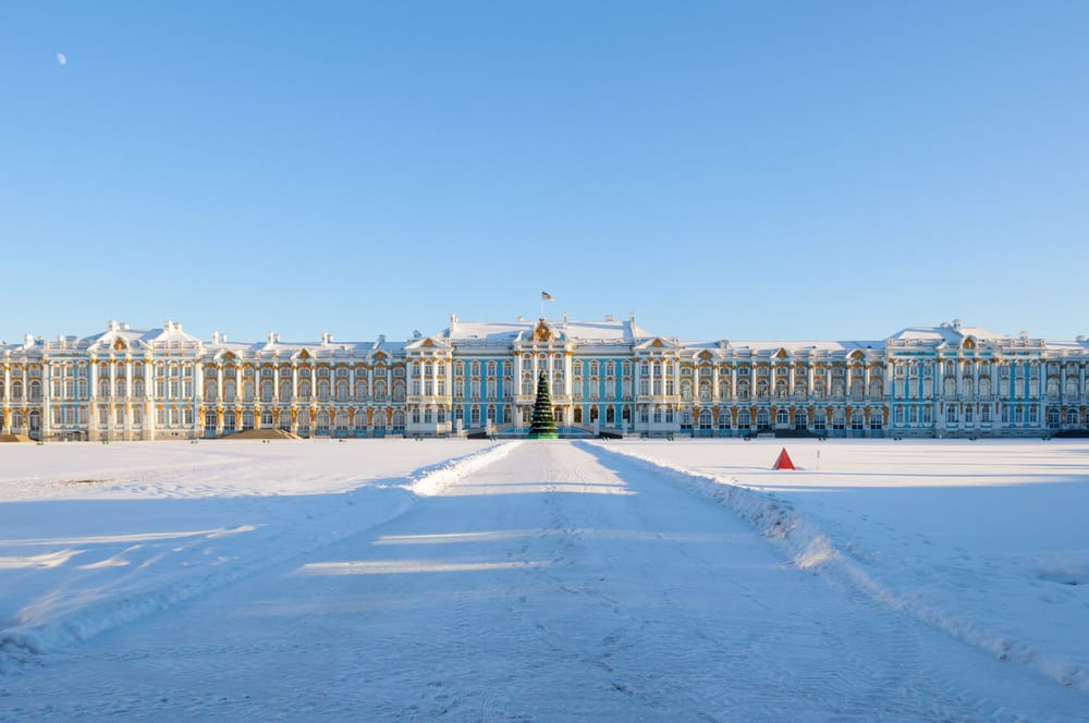 Carské selo, kateřinský palác v zimě