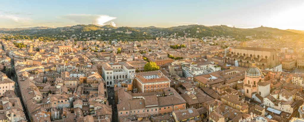 Výhled na Boloňu v Itáliie