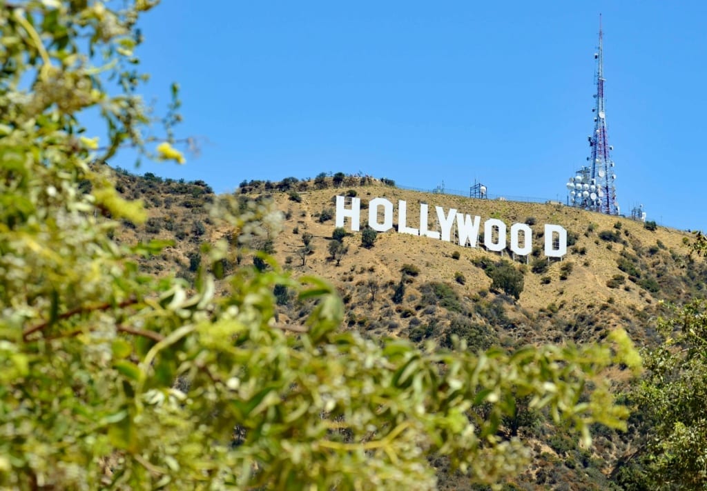 Nápis Hollywood v Los Angeles v Kalifornii v Americe