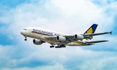 Letadlo Singapore Airlines v nebesích