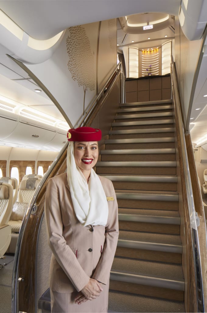Honoský interiér premium economy kabiny Emirates Airbusu A380