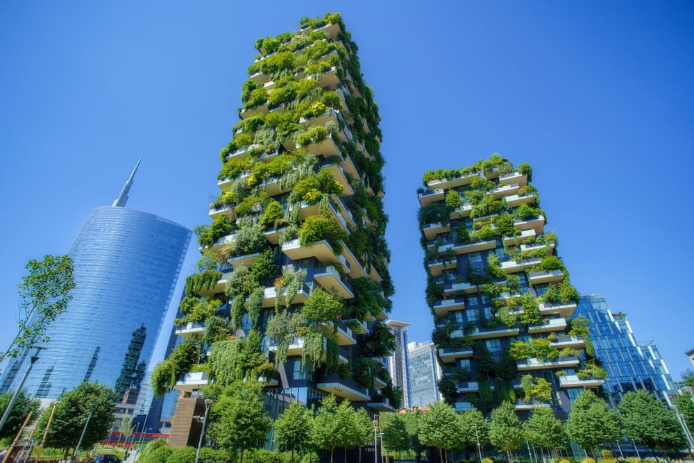 Milán, ekologické budovy Bosco verticale